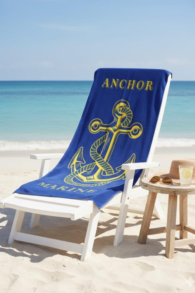 Marine %100 Pamuk 75x150 cm Plaj Havlusu Mavi - 1