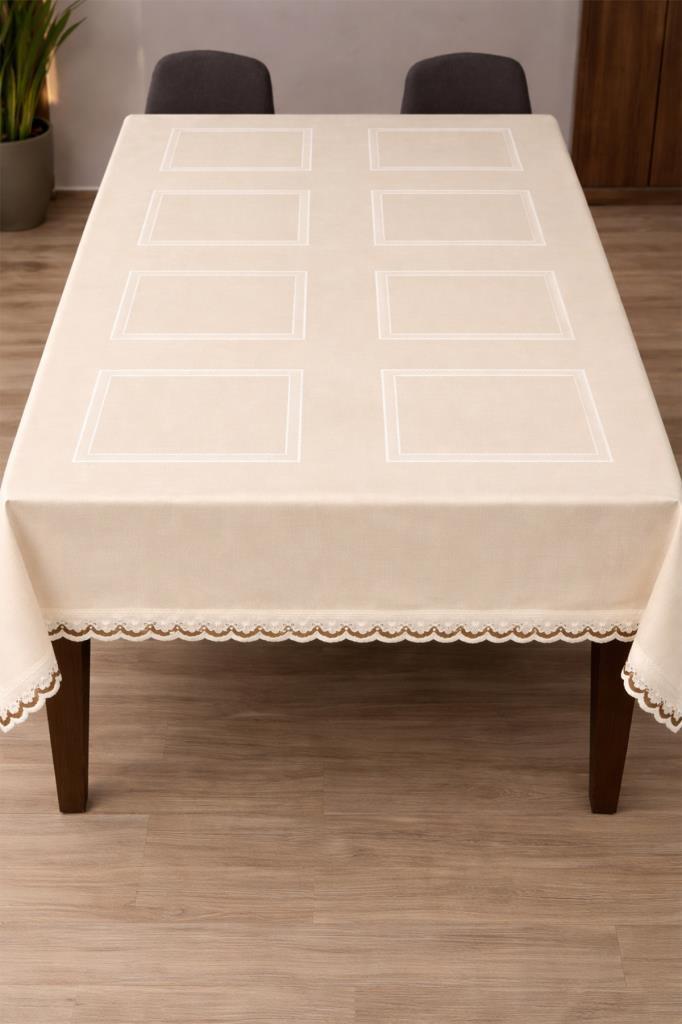 Matmazel 150x200 Cm Dikdörtgen Masa Örtüsü Krem - 1