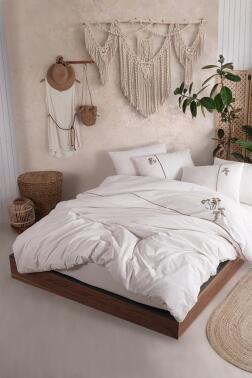 Mayda 6 Parça %100 Pamuk Çift Kişilik Nevresim Takımı Vizon - 2