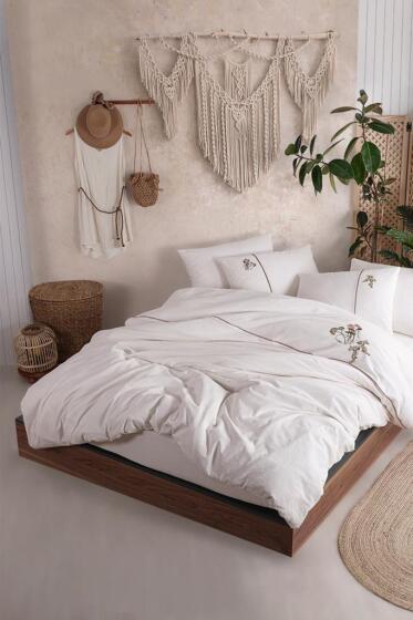 Mayda 6 Parça %100 Pamuk Çift Kişilik Nevresim Takımı Vizon - Çeyiz Diyarı (1)