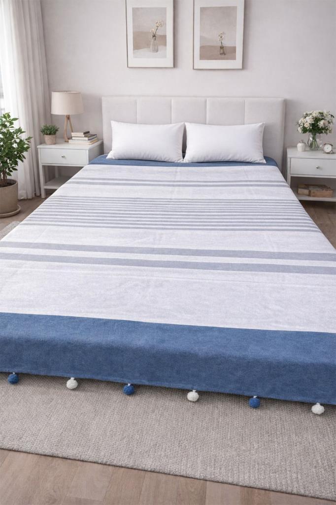 Merinos Colorway Glau Çift Kişilik Pamuklu Battaniye 180x220 cm - 1