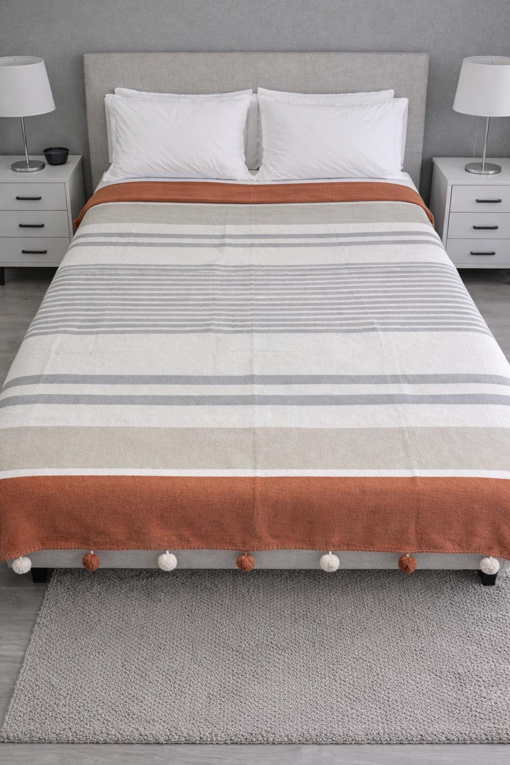 Merinos Colorway Nougat Çift Kişilik Pamuklu Battaniye 180x220 cm - 1