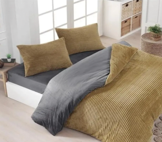 Merinos Fitilli Çift Kişilik Nevresim Takımı Yağ Yeşili - Çeyiz Diyarı