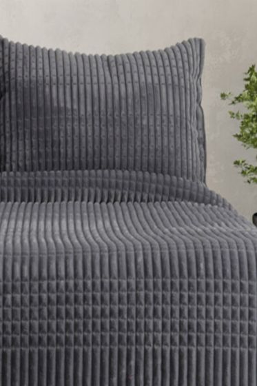 Merinos Modern Line Çift Kişilik Battaniye Seti Antrasit - Çeyiz Diyarı