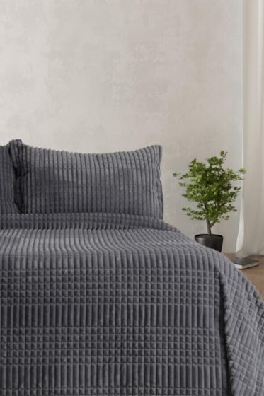 Merinos Modern Line Tek Kişilik Battaniye Seti Antrasit - Çeyiz Diyarı