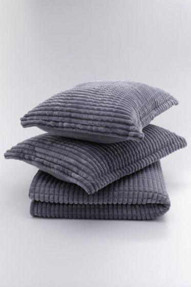 Merinos Modern Line Tek Kişilik Battaniye Seti Antrasit - Çeyiz Diyarı (1)
