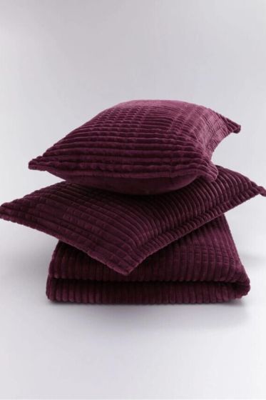 Merinos Modern Line Tek Kişilik Battaniye Seti Bordo - Çeyiz Diyarı (1)