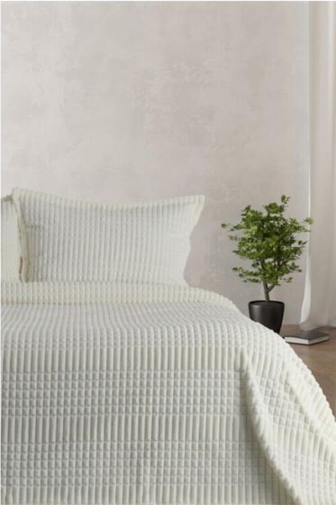 Merinos Modern Line Tek Kişilik Battaniye Seti Krem - Çeyiz Diyarı