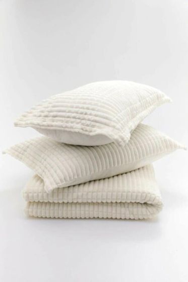 Merinos Modern Line Tek Kişilik Battaniye Seti Krem - Çeyiz Diyarı (1)
