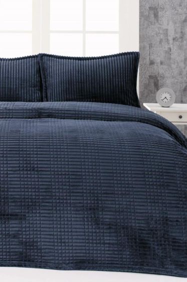 Merinos Modern Line Tek Kişilik Battaniye Seti Lacivert - Çeyiz Diyarı (1)