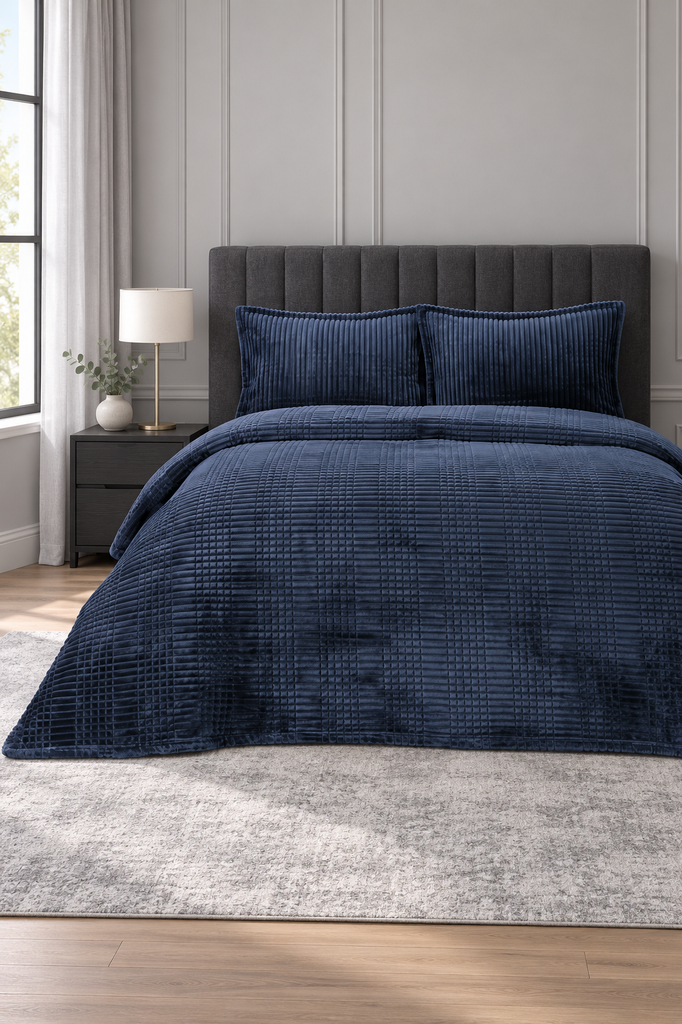 Merinos Modern Line Tek Kişilik Battaniye Seti Lacivert - 1