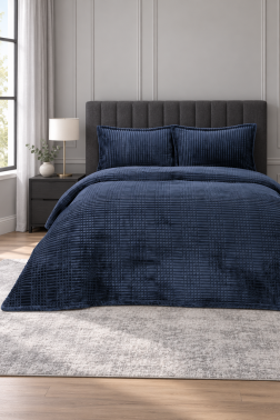 Merinos Modern Line Tek Kişilik Battaniye Seti Lacivert - 1