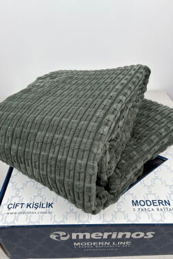 Merinos Twist Çift Kişilik Battaniye Seti Antrasit - 2