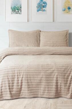 Merinos Twist Çift Kişilik Battaniye Seti Cappucino - 1