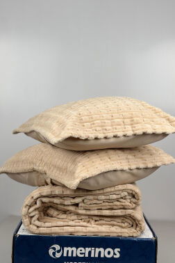 Merinos Twist Çift Kişilik Battaniye Seti Cappucino - 2