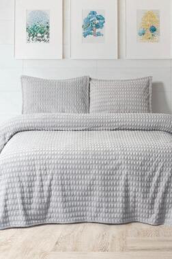 Merinos Twist Çift Kişilik Battaniye Seti Gri - 1
