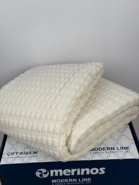 Merinos Twist Çift Kişilik Battaniye Seti Krem - 2