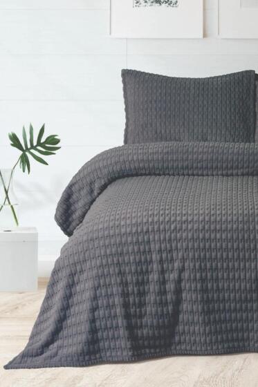Merinos Twist Tek Kişilik Battaniye Seti Antrasit - Çeyiz Diyarı
