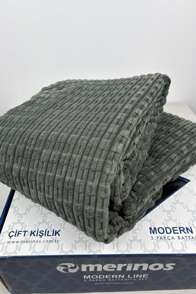 Merinos Twist Tek Kişilik Battaniye Seti Antrasit - 2