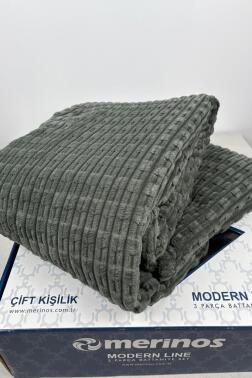 Merinos Twist Tek Kişilik Battaniye Seti Antrasit - 2