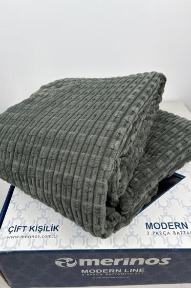 Merinos Twist Tek Kişilik Battaniye Seti Antrasit - Çeyiz Diyarı (1)