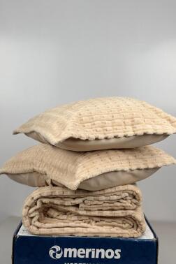 Merinos Twist Tek Kişilik Battaniye Seti Cappucino - 2