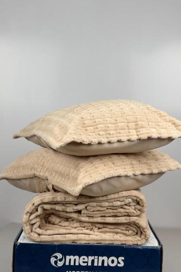 Merinos Twist Tek Kişilik Battaniye Seti Cappucino - Çeyiz Diyarı (1)