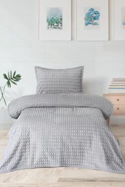 Merinos Twist Tek Kişilik Battaniye Seti Gri - 1