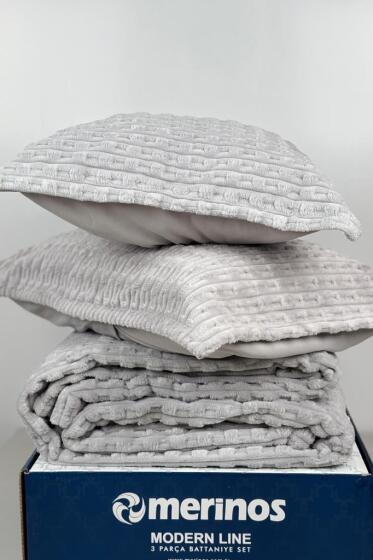Merinos Twist Tek Kişilik Battaniye Seti Gri - Çeyiz Diyarı (1)