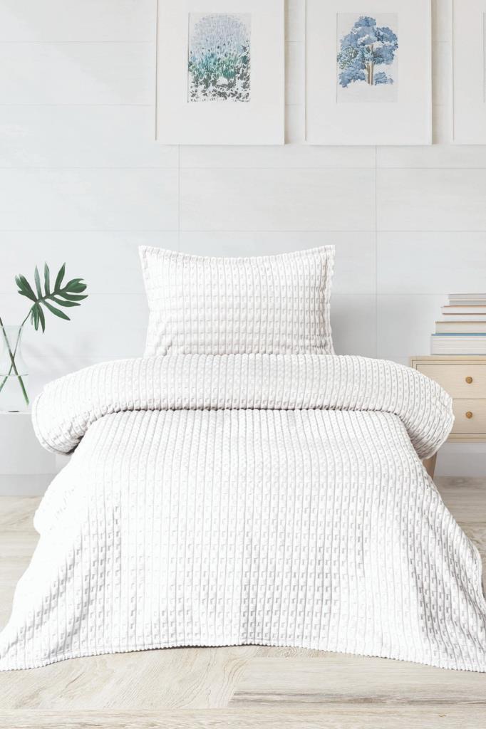 Merinos Twist Tek Kişilik Battaniye Seti Krem - 1