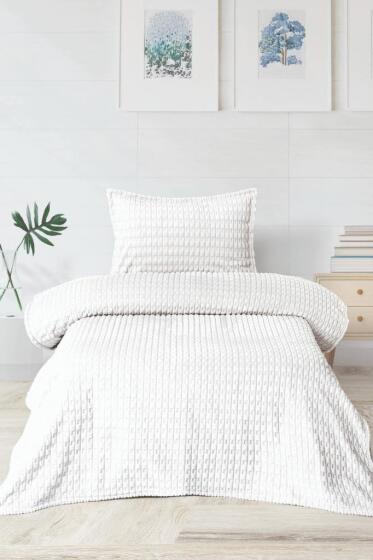 Merinos Twist Tek Kişilik Battaniye Seti Krem - Çeyiz Diyarı