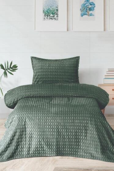 Merinos Twist Tek Kişilik Battaniye Seti Yeşil - Çeyiz Diyarı