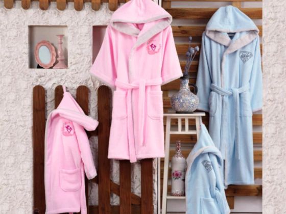 Micracotton Kapüşonlu İkili Bornoz Seti - Hobby