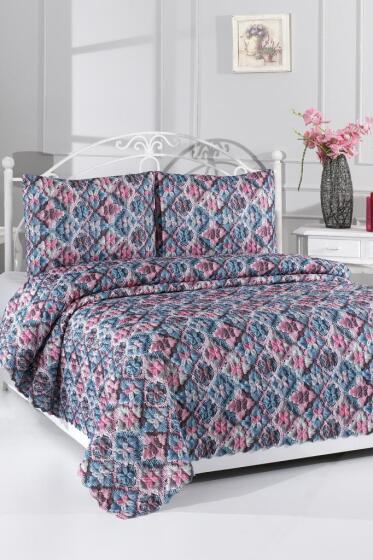 Mirave Ultrasonik Kapitoneli 5D Baskılı Çift Kişilik Pike Takımı - Çeyiz Diyarı (1)