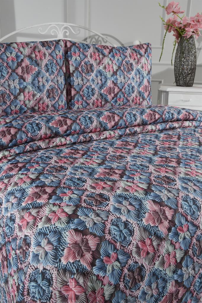 Mirave Ultrasonik Kapitoneli 5D Baskılı Çift Kişilik Pike Takımı - 3