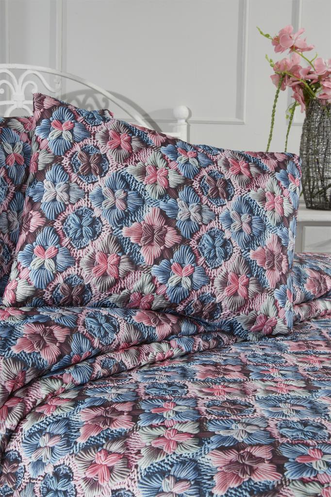 Mirave Ultrasonik Kapitoneli 5D Baskılı Çift Kişilik Pike Takımı - 5