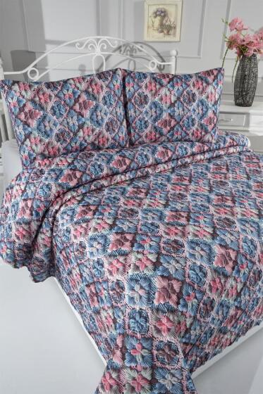 Mirave Ultrasonik Kapitoneli 5D Baskılı Çift Kişilik Pike Takımı - Çeyiz Diyarı