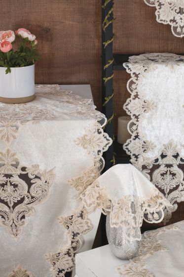 Miray Kadife Salon Takımı 5 Parça - Çeyiz Diyarı