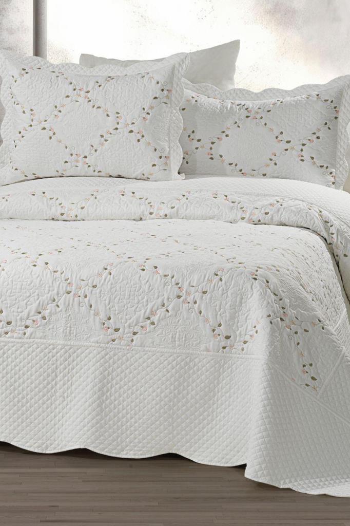 Mirela Nakışlı %100 Pamuk Çift Kişilik Yatak Örtüsü V1 - 1