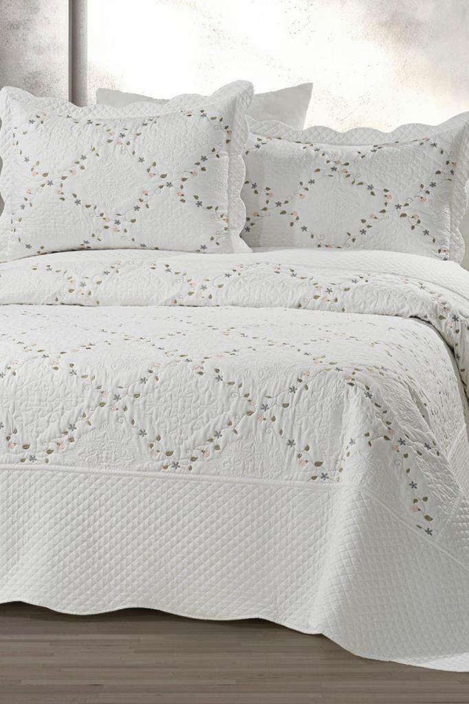 Mirela Nakışlı %100 Pamuk Çift Kişilik Yatak Örtüsü V2 - 1