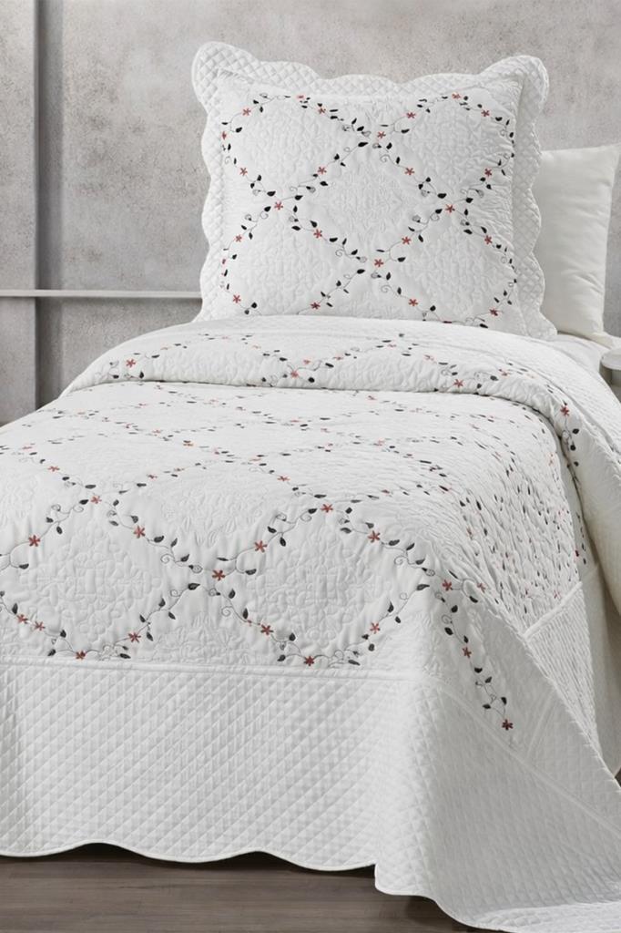 Mirela Nakışlı %100 Pamuk Tek Kişilik Yatak Örtüsü V3 - 1