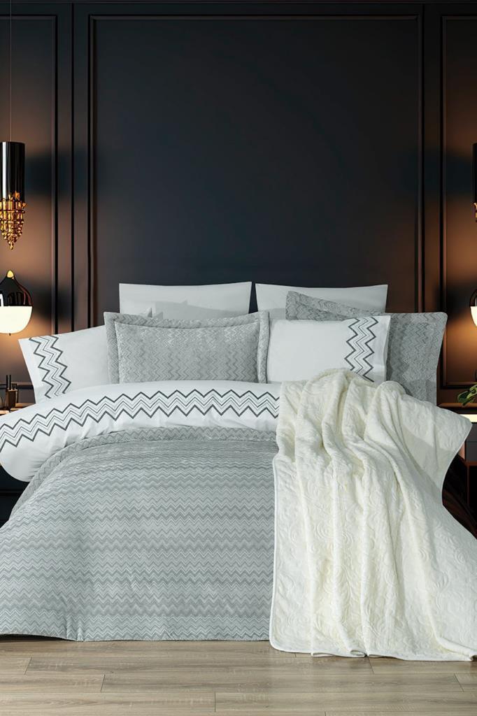 Mısra 10 Parça Battaniyeli Çeyiz Seti Adaçayı - 1