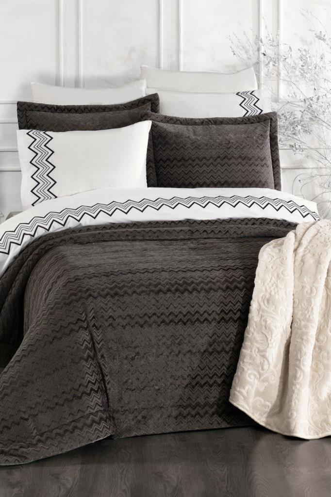 Mısra 10 Parça Battaniyeli Çeyiz Seti Antrasit - 1