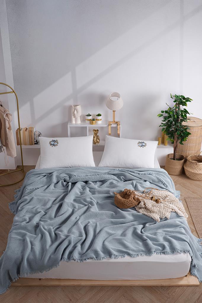 Missera 4 Parça Çift Kişilik Pike Takımı Mavi - 1