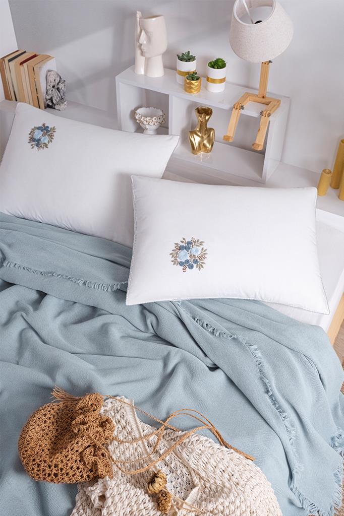 Missera 4 Parça Çift Kişilik Pike Takımı Mavi - 2