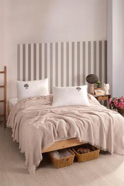 Missera 4 Parça Çift Kişilik Pike Takımı Somon - 1