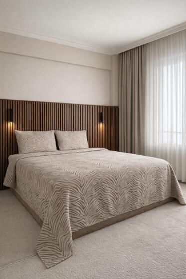 Moire 3 Parça Çift Kişilik Yatak Örtüsü 235x245 cm - Çeyiz Diyarı
