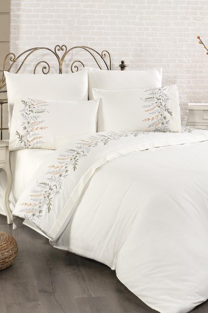 Montana Pamuk Saten Nakışlı 6 Parça Nevresim Takımı Krem - 1