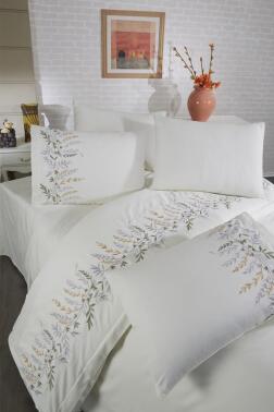 Montana Pamuk Saten Nakışlı 6 Parça Nevresim Takımı Krem - 2