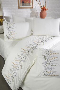 Montana Pamuk Saten Nakışlı 6 Parça Nevresim Takımı Krem - 3